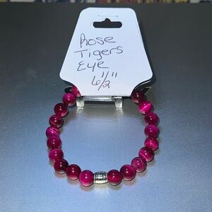 Gorgeous Hand Crafted Rose Tigers Eye Stretch Bracelet